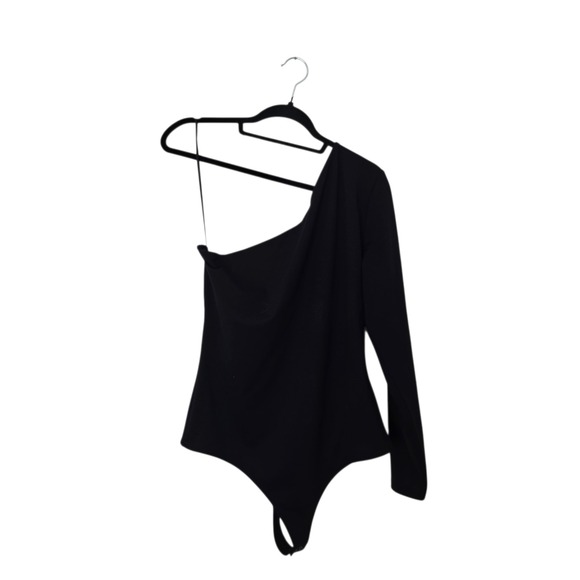 Abercrombie & Fitch One Shoulder Bodysuit Women XL Black Soft Stretch - Picture 2 of 6